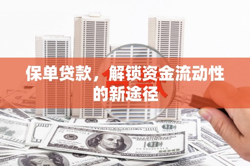 礼县保单贷款，解锁资金流动性的新途径
