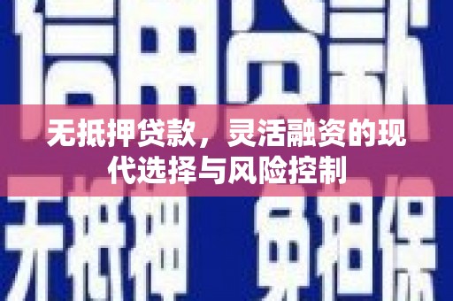 吴起无抵押贷款，灵活融资的现代选择与风险控制
