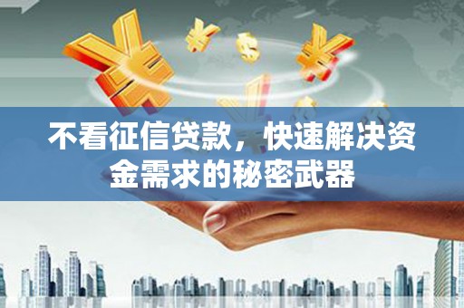 晋州不看征信贷款，快速解决资金需求的秘密武器