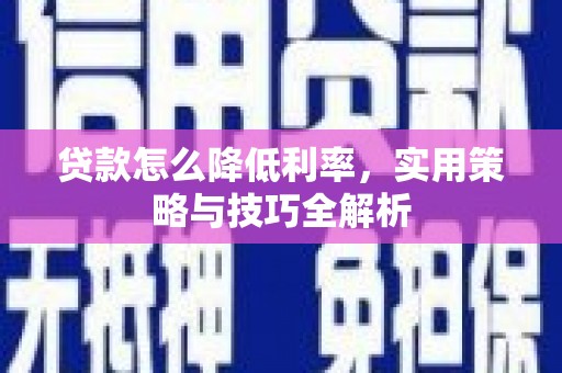 枣阳贷款怎么降低利率，实用策略与技巧全解析
